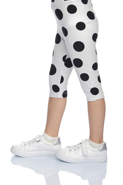 LOVETTI Girl's BlacK PolKa Dot White Patterned Knee Length Leggings Capri