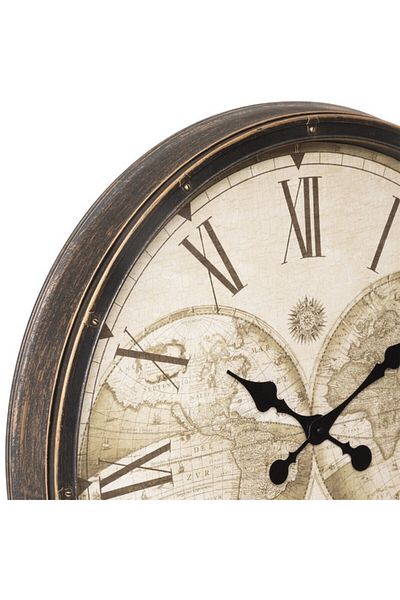 Atmosphera Tomy World Map Printed Round Shaped Analog Wall Clock 76cm
