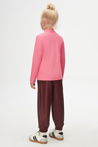 LOVETTI Candy Pink Girl's T-shirt - Half Turtleneck, Long Sleeve