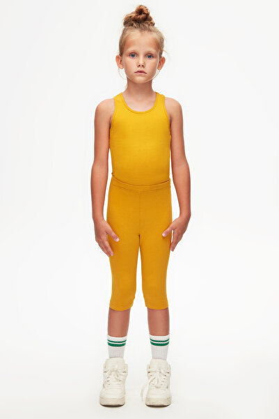 LOVETTI Mustard Basic Knee-length Leggings Capri for Girls