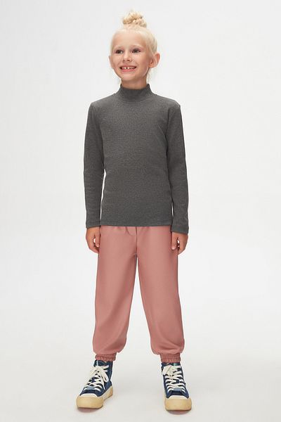 LOVETTI Girl's Dark Gray Long Sleeve Half Turtleneck T-shirt