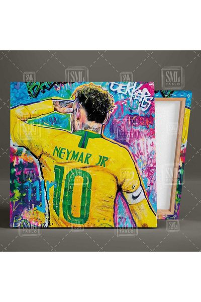 SML TABLO Βραζιλιάνος ποδοσφαιριστής Neymar Football Street Art Graffiti Τετράγωνος πίνακας σε καμβά