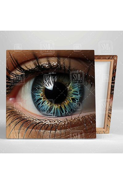 SML TABLO Γυναικείο Macro Eye Doll με πράσινα μάτια Κοντινό τετράγωνο ζωγραφική σε καμβά