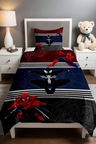 EVPANYA Dark Striped Spider Men Patterned Pique Set