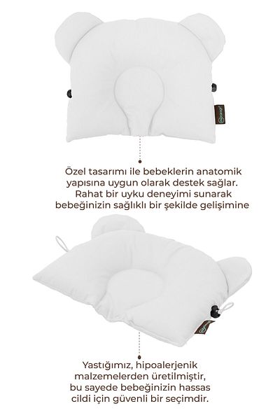 mordesign Adjustable Baby Flat Head Pillow, Newborn Head Pillow, Baby Sleeping Pillow, Morbear Series