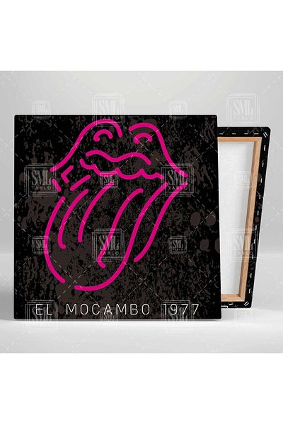 SML TABLO El Mocambo 1977 Rolling Stones Ροζ χείλη με τετράγωνο καμβά