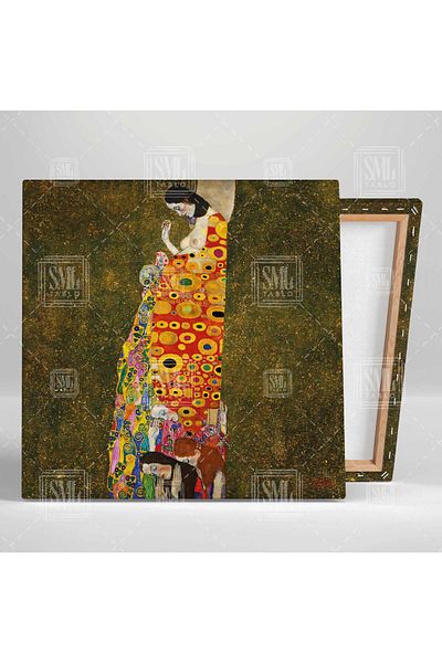 SML TABLO Gustav Klimnt Πίνακας Ελπίδας Ελπίδα με κλειστά μάτια Γυναίκα Έγκυος Έγκυος Τετράγωνος πίνακας σε καμβά