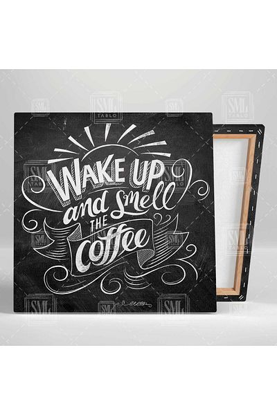 SML TABLO Wake Up And Smell The Coffee Ξυπνήστε και άρωστε τον καφέ Τετράγωνος πίνακας σε καμβά