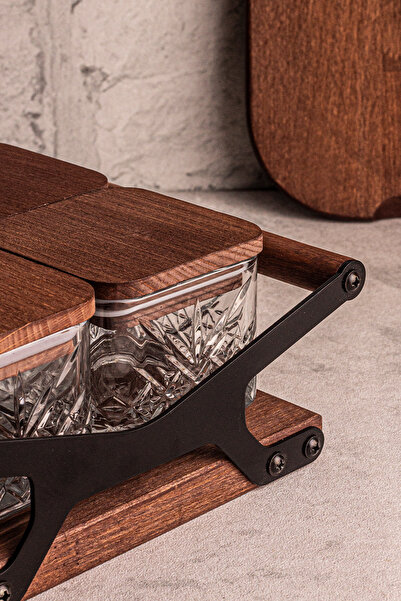 Snippy Grade Milla 4-Piece Square Tray - Glass Breakfast Snack Bowl with Wooden Vacuum Lid 230 ml