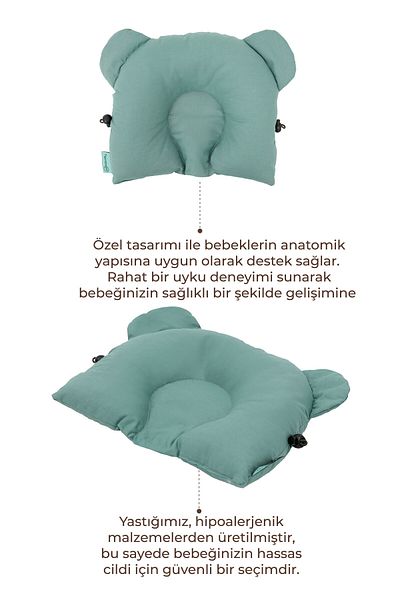 mordesign Adjustable Baby Flat Head Pillow, Newborn Head Pillow, Baby Sleeping Pillow, Morbear Series