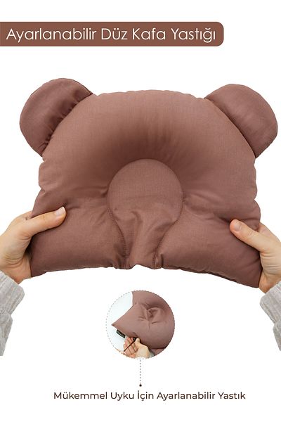 mordesign Adjustable Baby Flat Head Pillow, Newborn Head Pillow, Baby Sleeping Pillow, Morbear Series