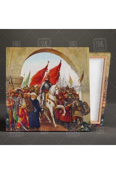 SML TABLO Η κατάκτηση της Κωνσταντινούπολης 1453 Είσοδος στην Κωνσταντινούπολη του Κατακτητή Σουλτάνου Μέχμετ Τετράγωνος πίνακας σε καμβά της Κωνσταντινούπολης