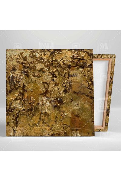 SML TABLO Golden Mine Abstract Golden Yellow Textured Τετράγωνος πίνακας σε καμβά