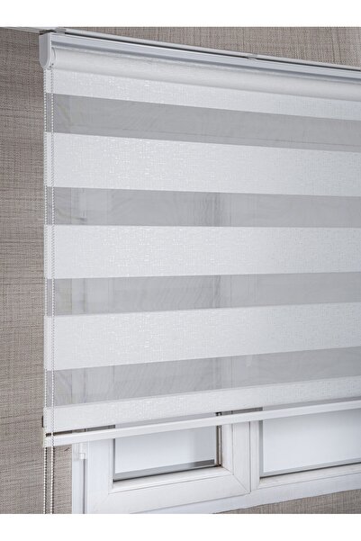 bizdenperde Beyaz Yeni Geniş Bambu Zebra Stor Kaliteli Güneşlik Perdeler