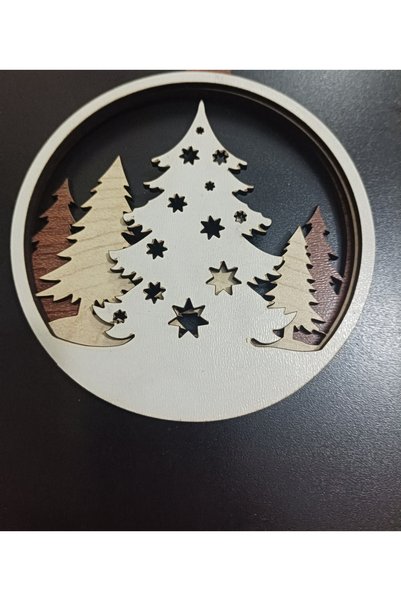 Şirin Lazer Pine Tree Ornament 3 Layer Decor New Year New Year Decoration