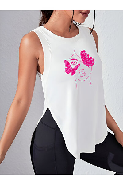 CDA Pink Woman White Femei Sport Tank Top