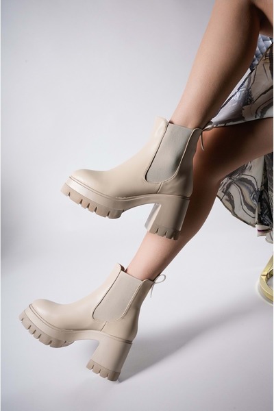 KOCAMANLAR Feles Ψηλή Χοντρή Σόλα 9 εκ. Ελαστικά Γυναικεία Μποτάκια ΜΠΕΖ