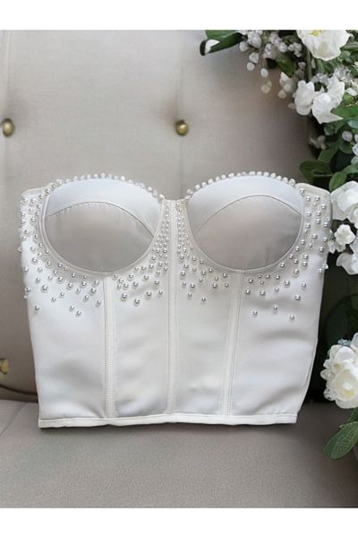 meyiil Bead Embroidered Corset Bustier