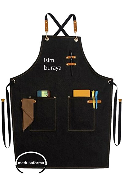 medusaforma Çapraz Askılı Mutfak Önlüğü Master Şef Cafe Restaurant Chef Garso...