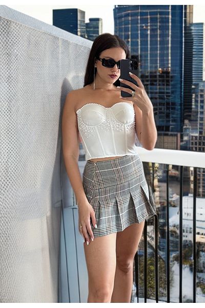 meyiil Bead Embroidered Corset Bustier