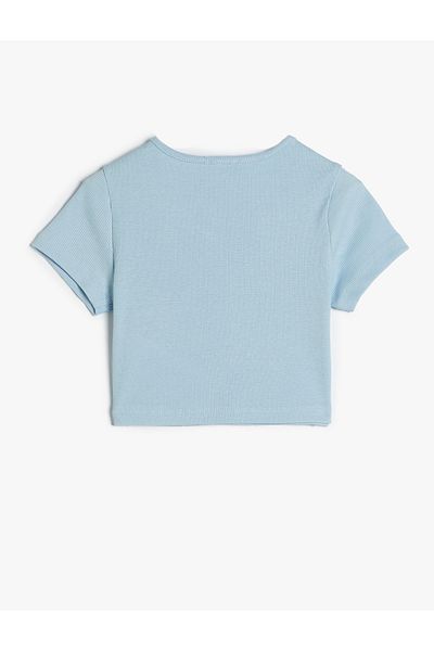 Koton Tricou cu mânecă scurtă cu decolteu - Slogan imprimat și cu nervuri