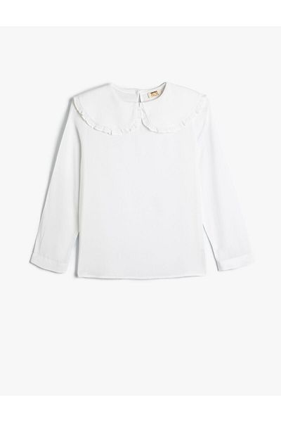 Koton Bluse mit weitem Babykragen und langen Ärmeln aus Viskosestoff