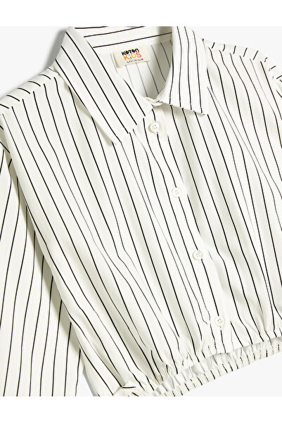 Koton Hosszú ujjú Crop ing - rugalmas derék és nyakkendő részlet