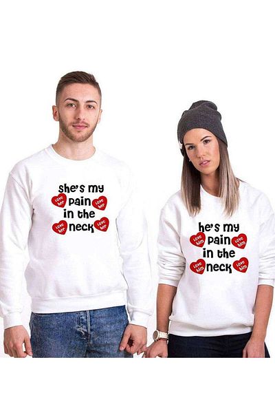 Tshirthane My Pain In The Neck Lover Combinations Sweatshirt Couple Combination