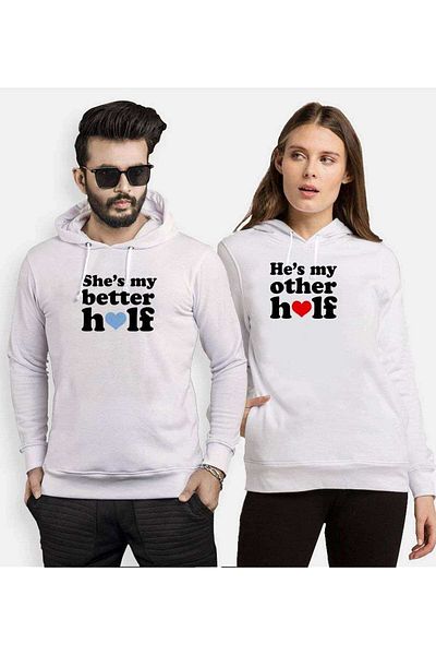 Tshirthane Better Other Half Lover Combinations Hooded Couple Combination