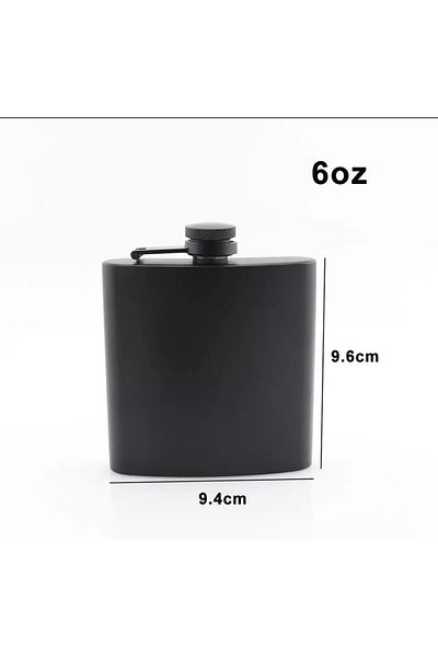 BGA Black 6oz Stainless Steel Flask - Outdoor Camping