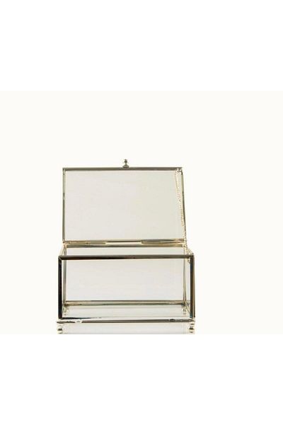 By Ayça Vardan 15X10 cm Silver Colored Glass Box Chocolate - Jewelry and Decoration