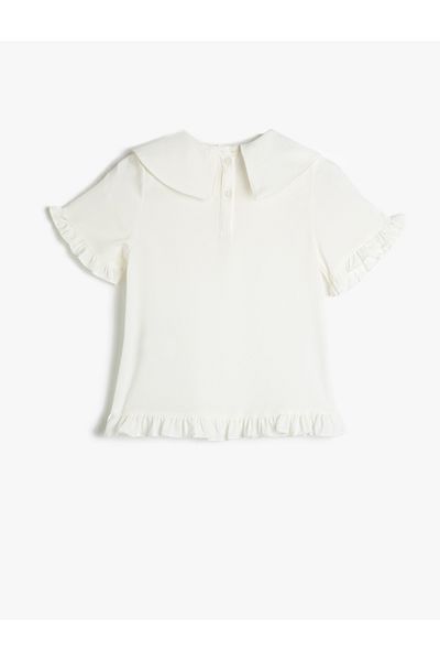 Koton Baby-Kragenbluse mit Rüschen, kurzen Ärmeln