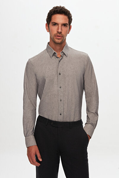 Damat Slim Fit Gri Baskılı D-tech Canclini Gömlek