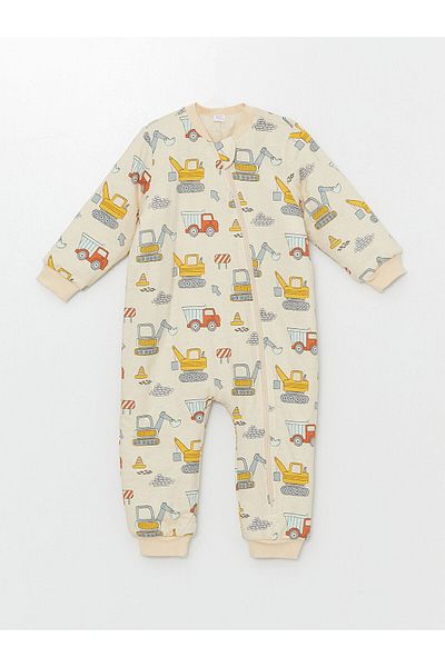 LC Waikiki Lcw Baby Beige 2.5 Tog Crew Neck Printed Baby Boy Romper