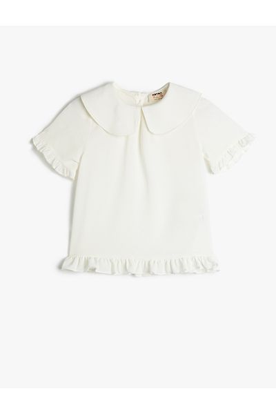 Koton Baby-Kragenbluse mit Rüschen, kurzen Ärmeln