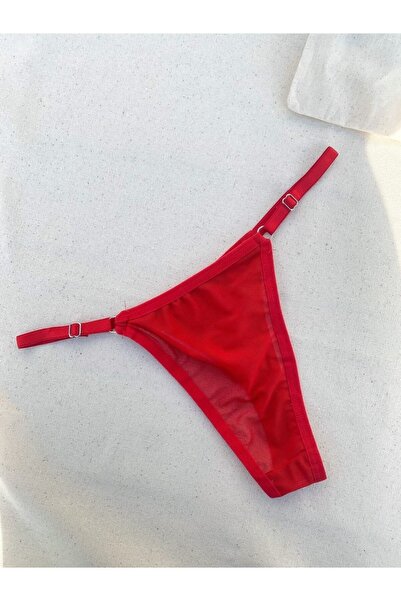 La Linaa Set sutien chiloți tanga roșu din tifon pentru femei