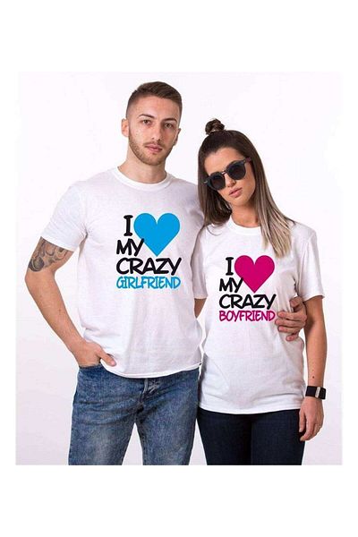 Tshirthane Lover Combos - I'M My Crazy Boyfriend T-Shirt Couple Combo