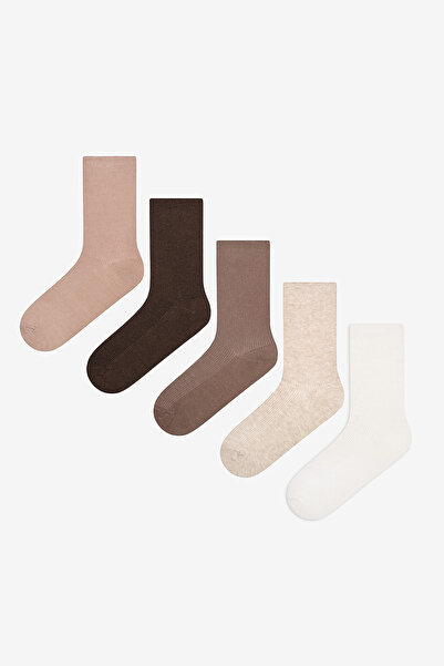 Penti Șosete multicolore Basic Rib, 5 piese, maro