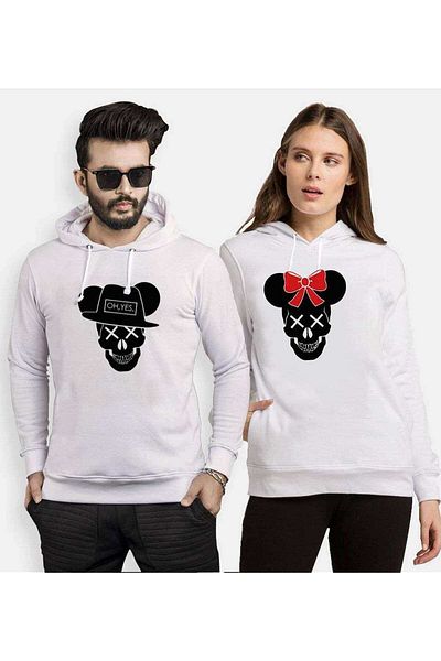 Tshirthane Skull Mause Lover Combinations Hooded Couple Combination