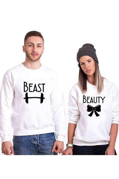 Tshirthane Beast Beauty2 Lover Combinations Sweatshirt Couple Combination