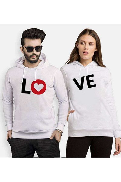 Tshirthane Hooded Couple Combination - Lo and Heart Lover Design