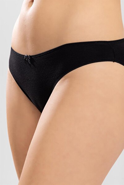 BAYKAR Chiloți din bumbac cu tăietură bikini pentru femei Basic Black - Pachet de 3