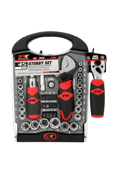 Performance Tool 45-Piece 6-Point Stubby Socket and Tool Set W39000