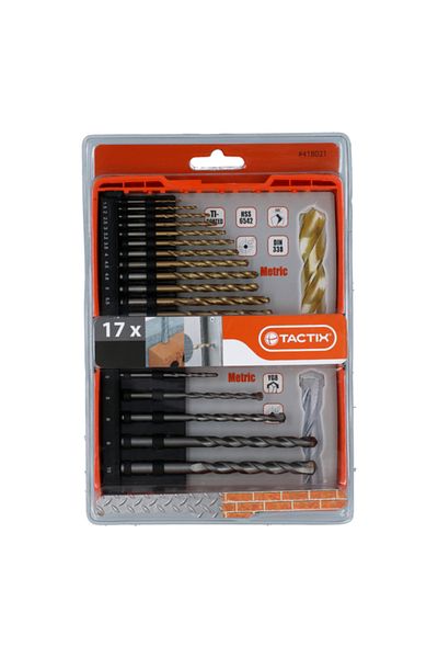 Tactix 17-Piece Combo Metric Drill Bit Set with Storage Case