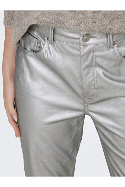 ONLY Lederoptik'te Hortum YALNIZCA Hohe Taille Gerade geschnitten Lederoptik'te Hortum