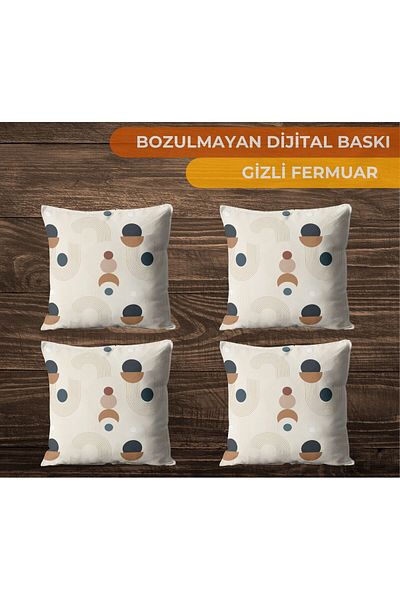 CİMENS Set de 4 canapele cadou imprimate digital - pernă de pernă, podea Kredm, model lunar