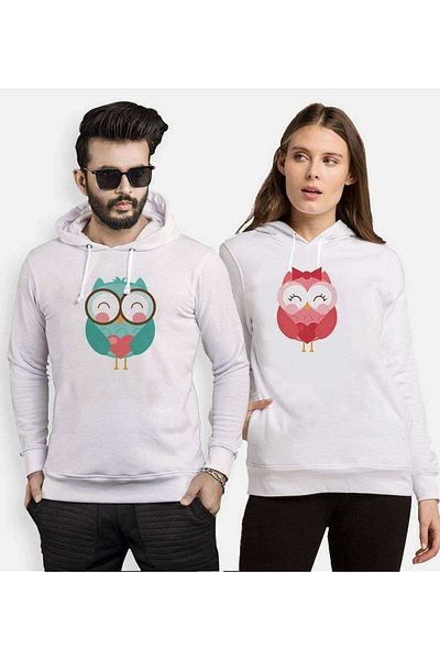 Tshirthane Owl Owl Lover Combos Hooded Couple Combination