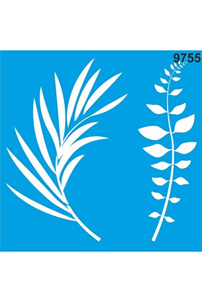 StencilSepeti 40X40 Leaf Patterned Stencil Painting Template