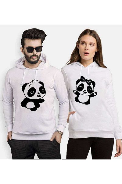 Tshirthane Panda Dance Lover Combinations Hooded Couple Combination