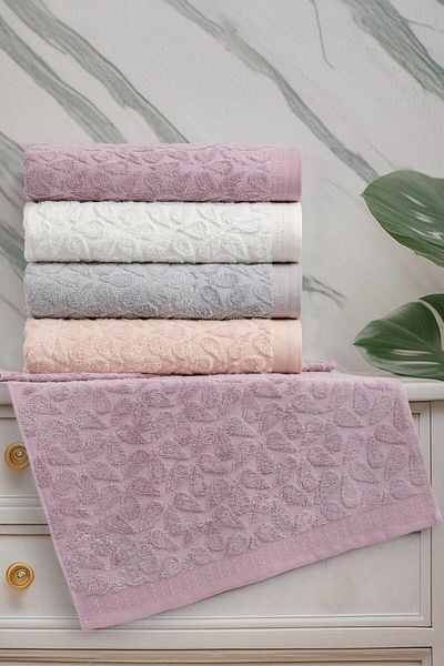 Altınbaşak 4-Piece Jacquard Bamboo Bath Towel - Estate Asorti